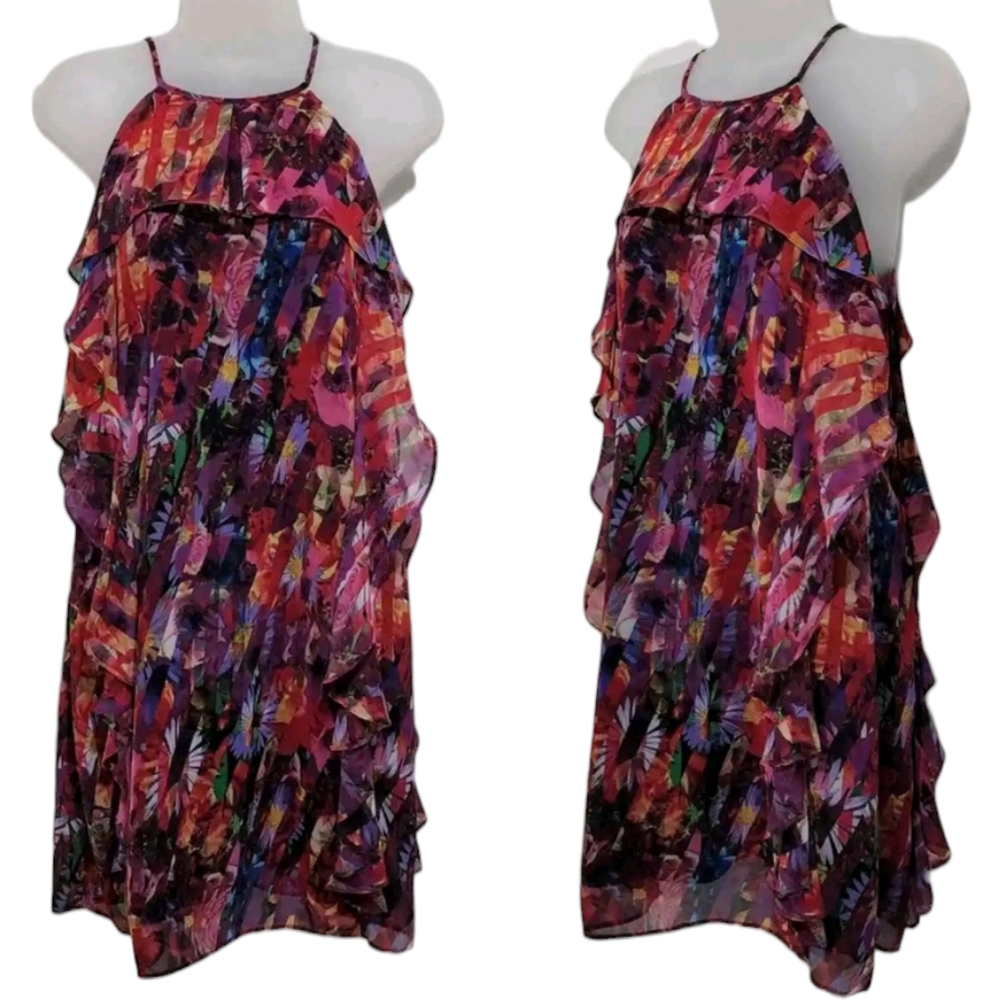 Maggy London Floral Halter Dress Pink sz 6
